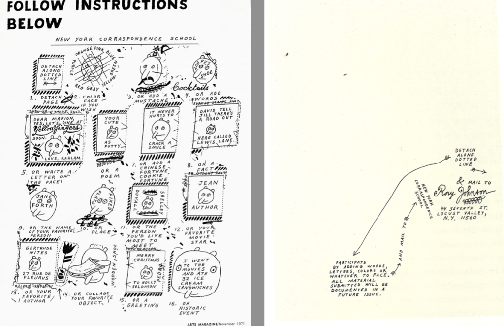 Figure 4 (left). Ray Johnson, Follow Instructions Below, 1971 Figure 5 (right). Ray Johnson, Follow Instructions Below (page 2), 1971